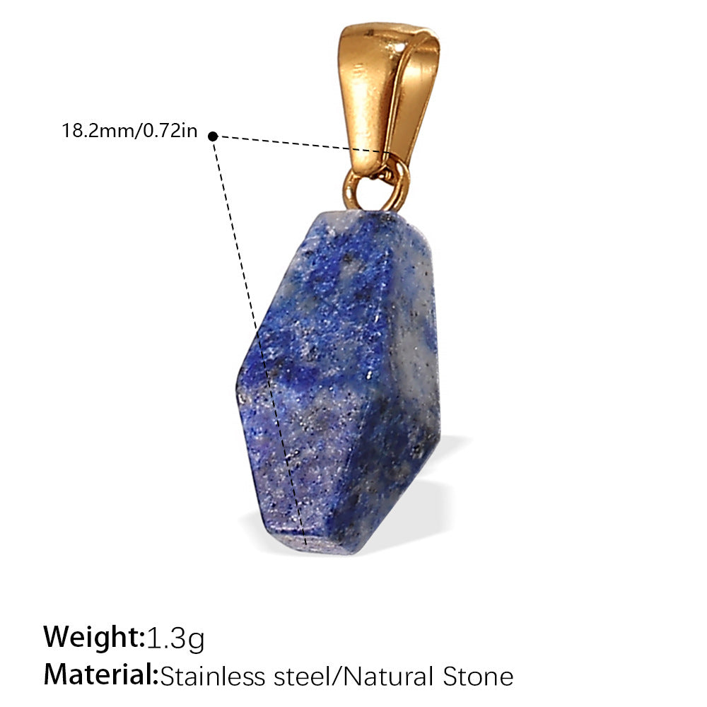 Wholesale Stainless steel 18K gold-plated geometric colorful gemstone rectangular star pendant necklace
