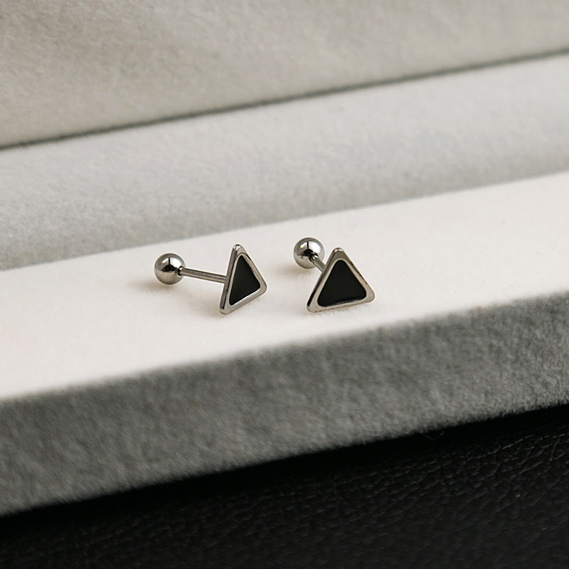 Wholesale Stainless Steel Cross Geometric Black Series Earrings