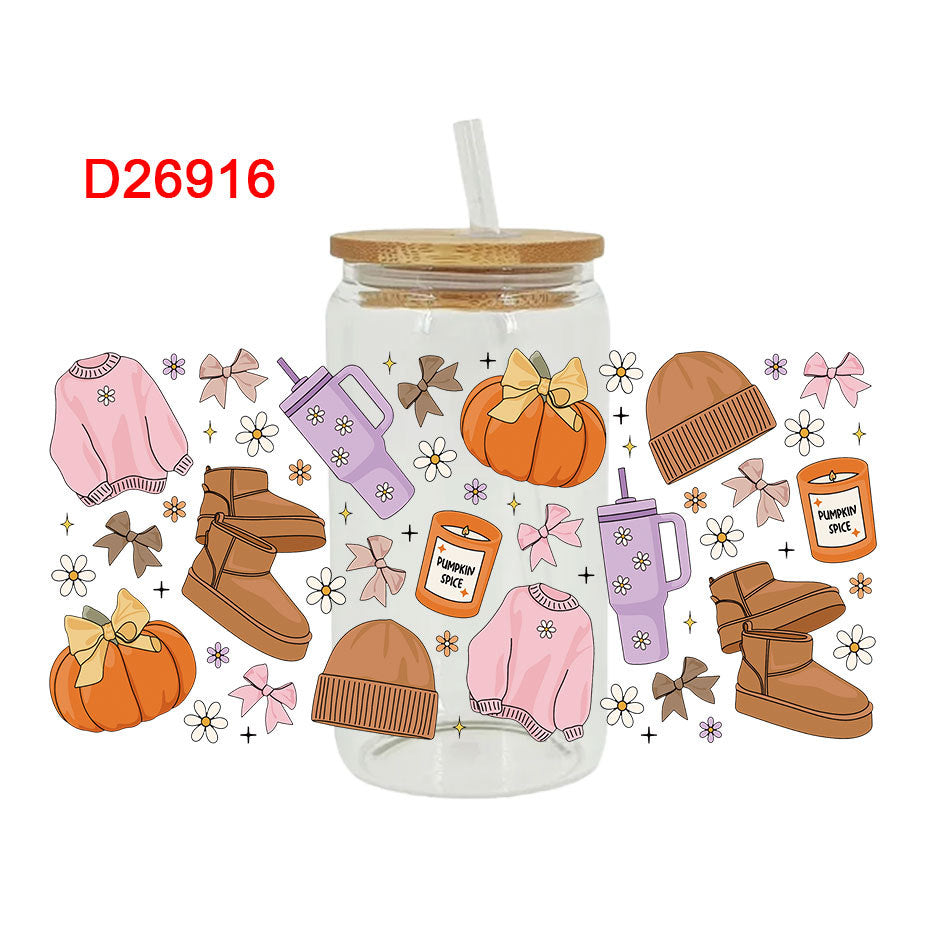 Wholesale  Pumpkin animal harvest  16oz Cup UV DTF Wraps