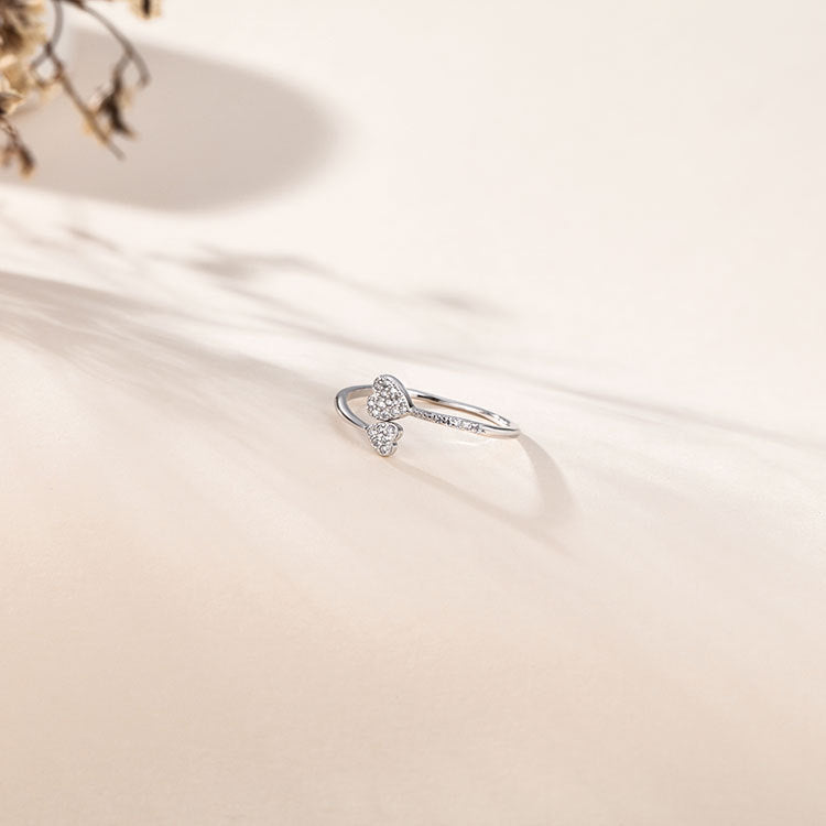 Wholesale Heart-shaped Open Pure Silver Rings