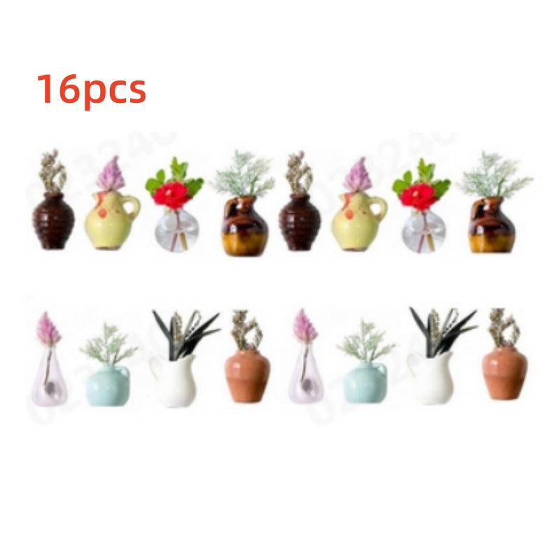 Wholesale Cross-border New Mini Vase Refrigerator Stickers Home Kitchen Refrigerator Decoration Accessories Office Desktop Resin Ornaments