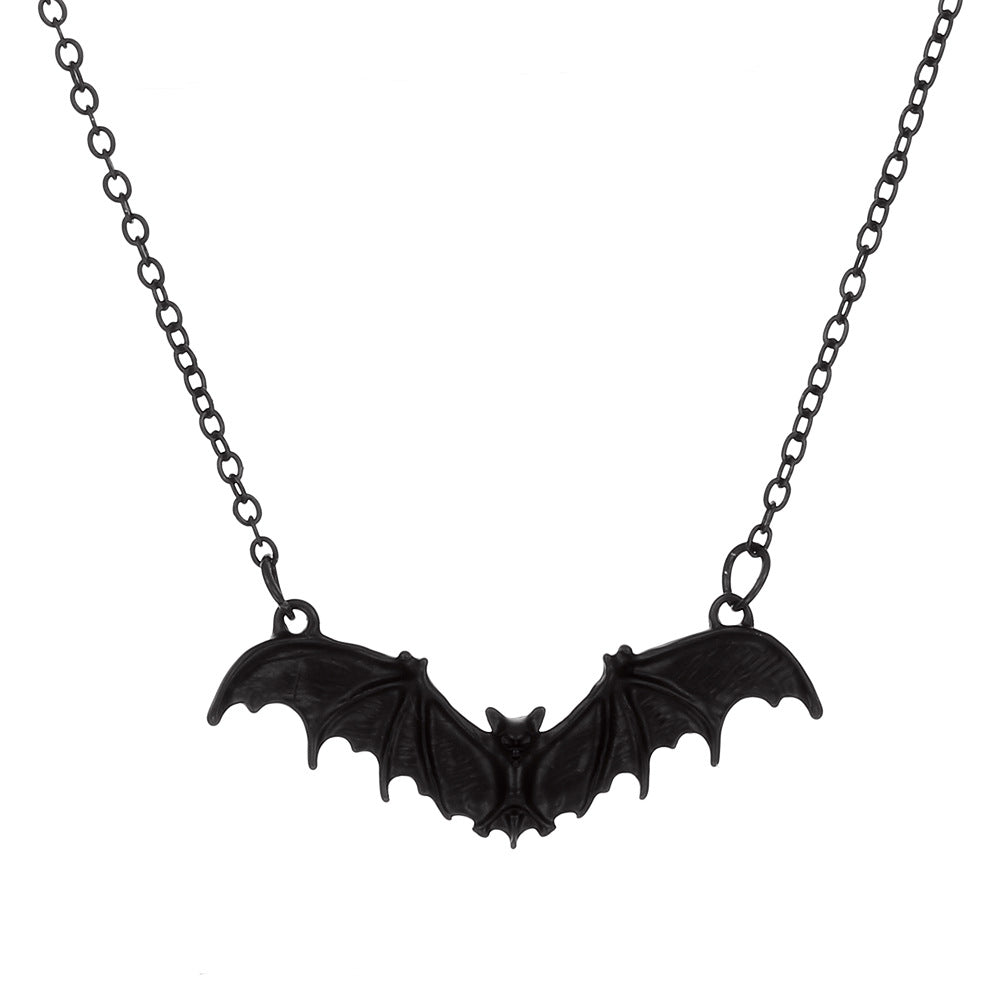 Wholesale Punk Black Bat Halloween Exaggerated Hip-Hop Necklace