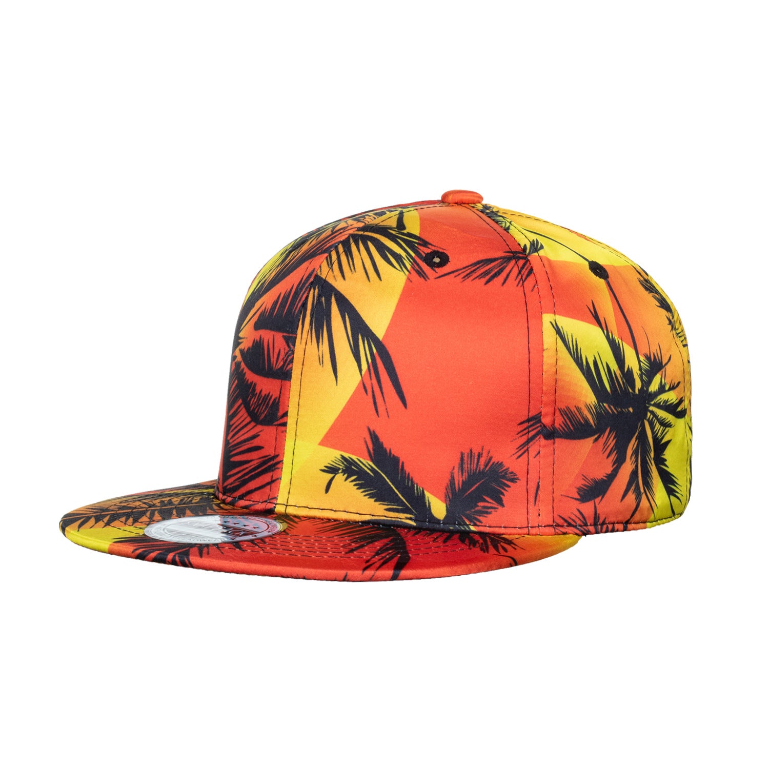 Wholesale Flat brim baseball cap with digital print of coconut tree pattern