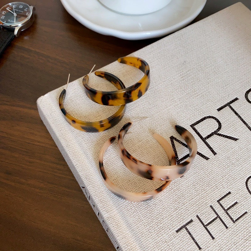 Wholesale Autumn Rich Retro Warm Coffee Color High-end Design Amber Brown Geometric Earrings