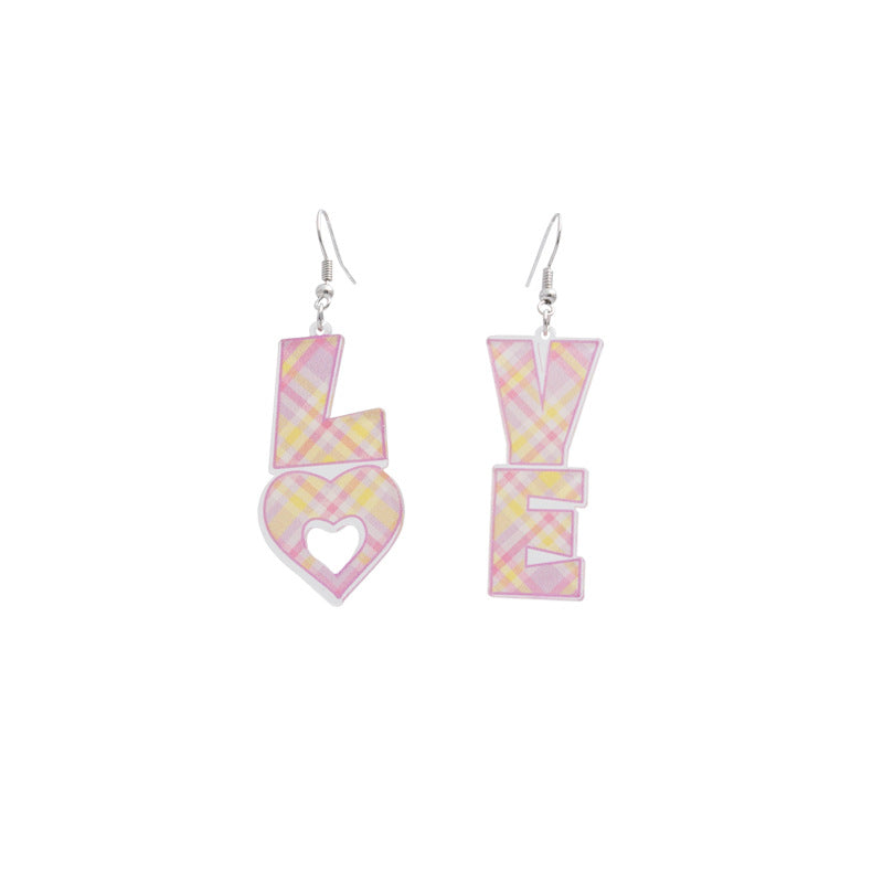 卸売バレンタインデーLOVEレインボーアクリルイヤリング