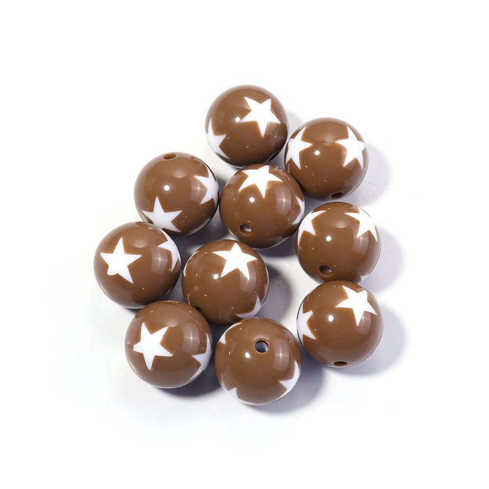 Wholesale 20pcs Painted double-sided heart-shaped pentagram Acrylic Beads