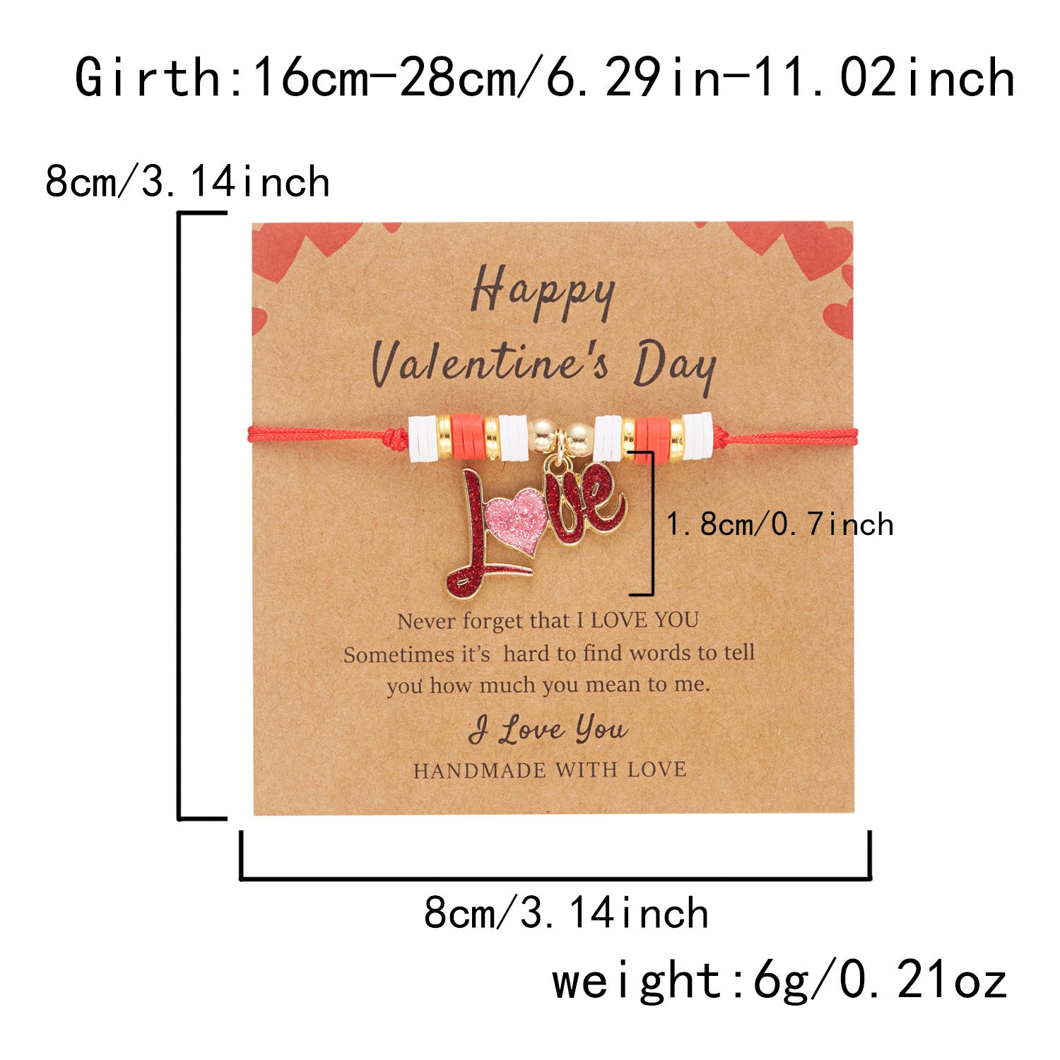 Wholesale Valentine' s Day woven love Clay Bead bracelet