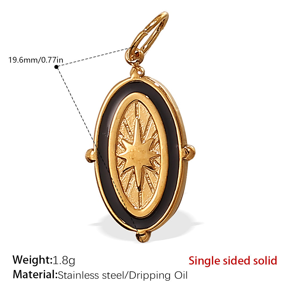 Wholesale Zircon Inlaid Starfish Round Stainless Steel Necklace Pendant
