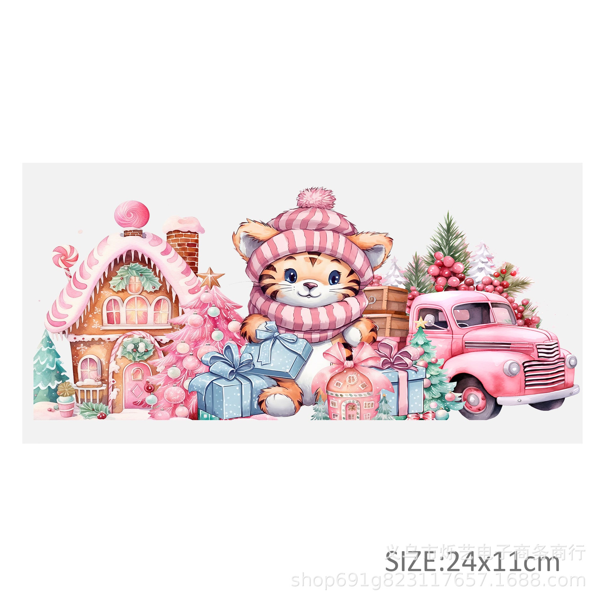 Wholesale Cute Animal Christmas Pink 16oz Cup UV DTF Wraps