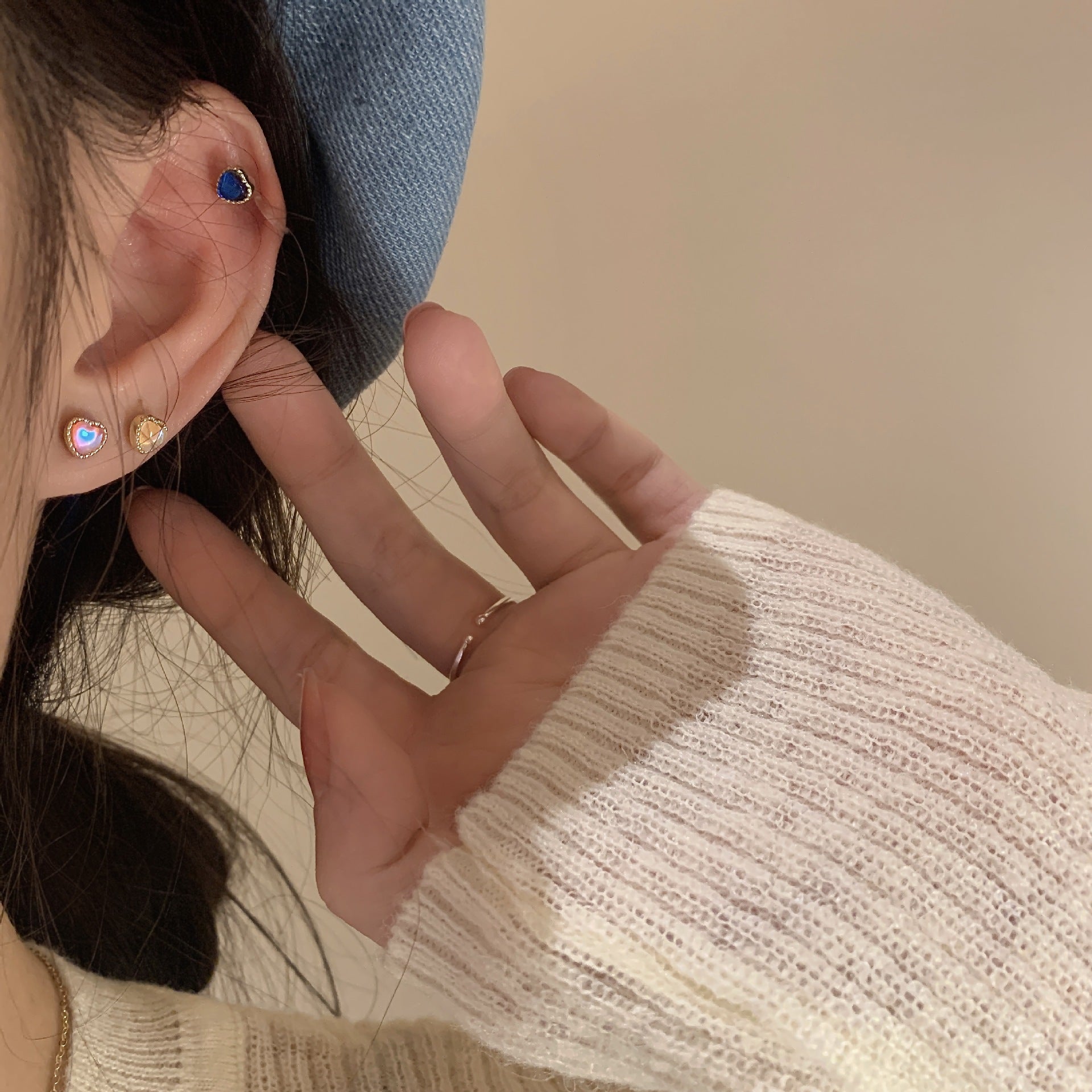 Wholesale s925 Silver Needle Love Alloy Earrings