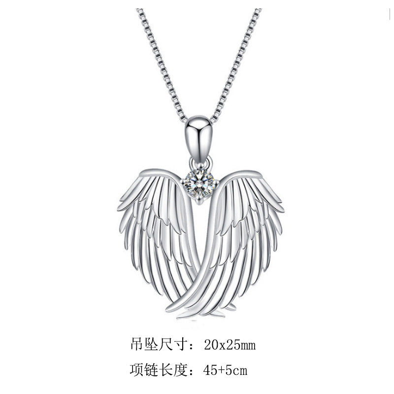 Wholesale Heart shaped angel elf water wave dual color necklace