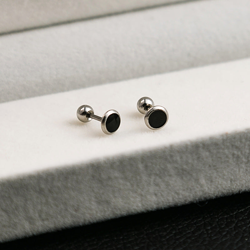 Wholesale Stainless Steel Cross Geometric Black Series Earrings