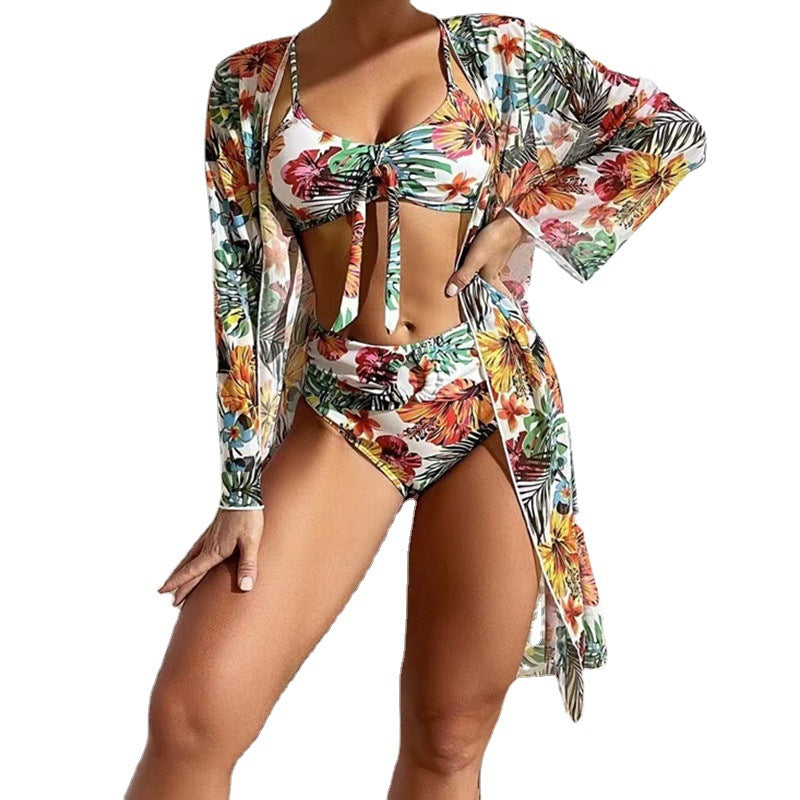 Wholesale Printed Three-piece Cover Up Polyester Swimwear