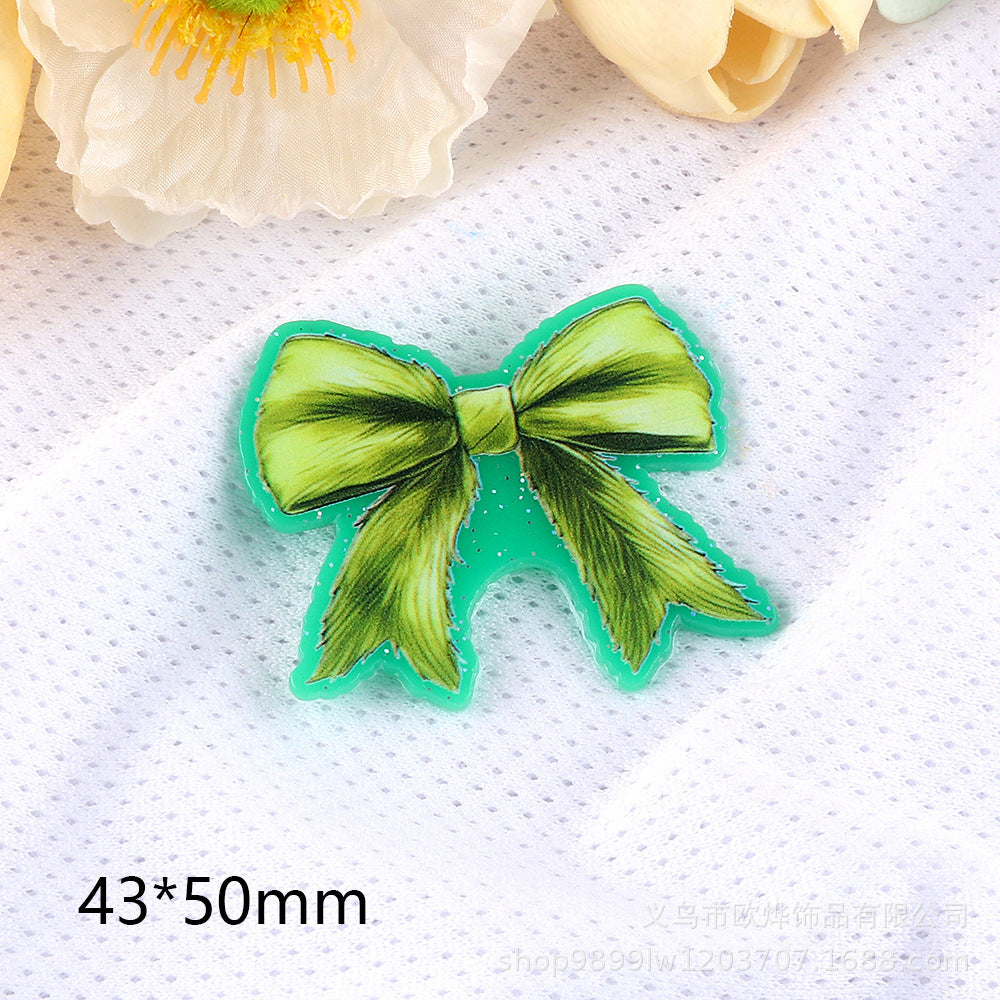 Wholesale  5pcs/pack  Cartoon bow heart ornament Acrylic Flatback