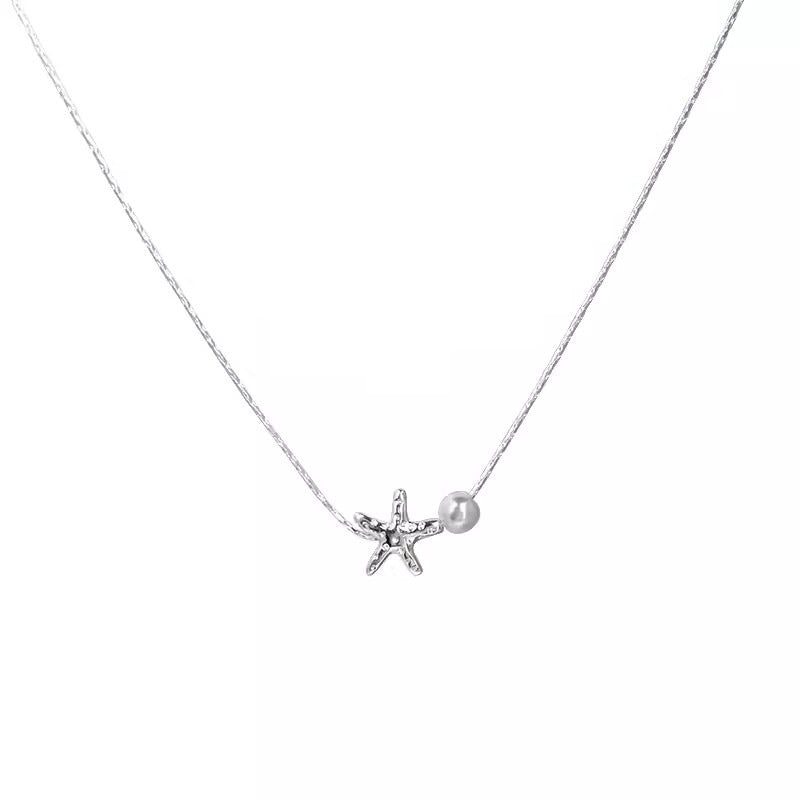 Wholesale Summer Beach Silver Starfish Necklace
