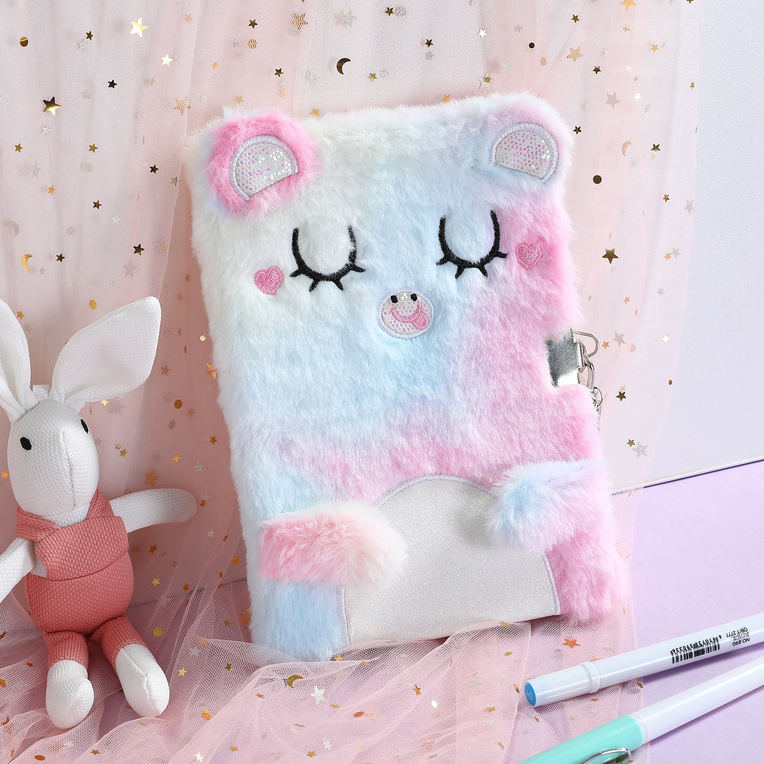 Wholesale Cartoon Cat Plush Diary with Lock
