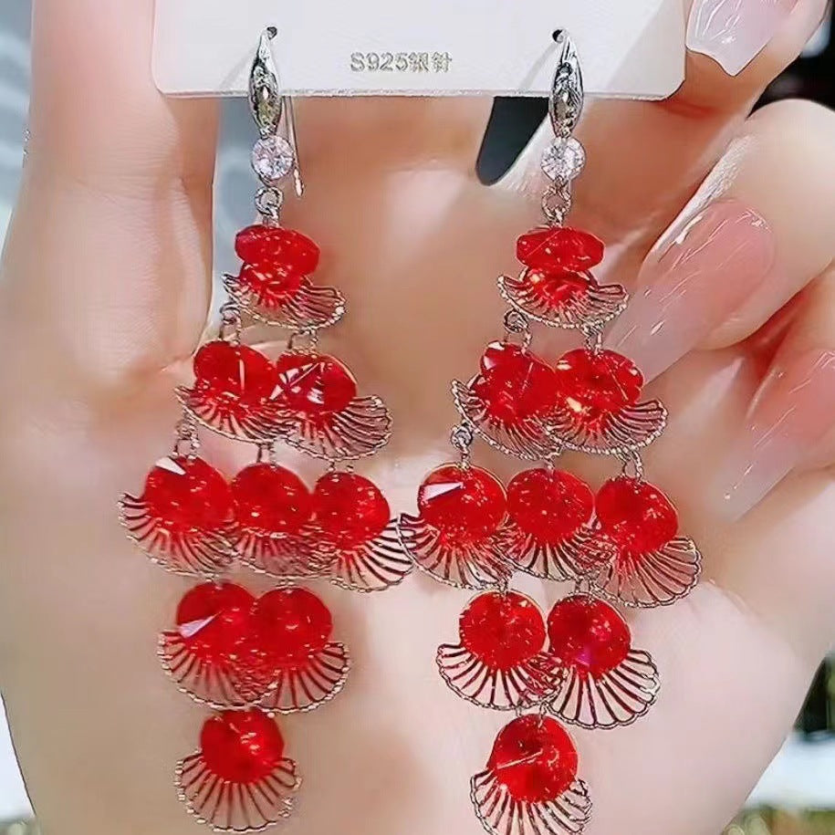 Wholesale Crystal Vintage Tassel Long Earrings