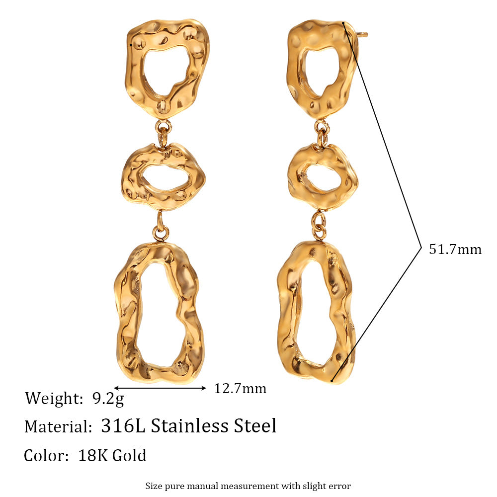 Wholesale Gold micro-inlaid geometric hollow crescent Stainless Steel Earrings
