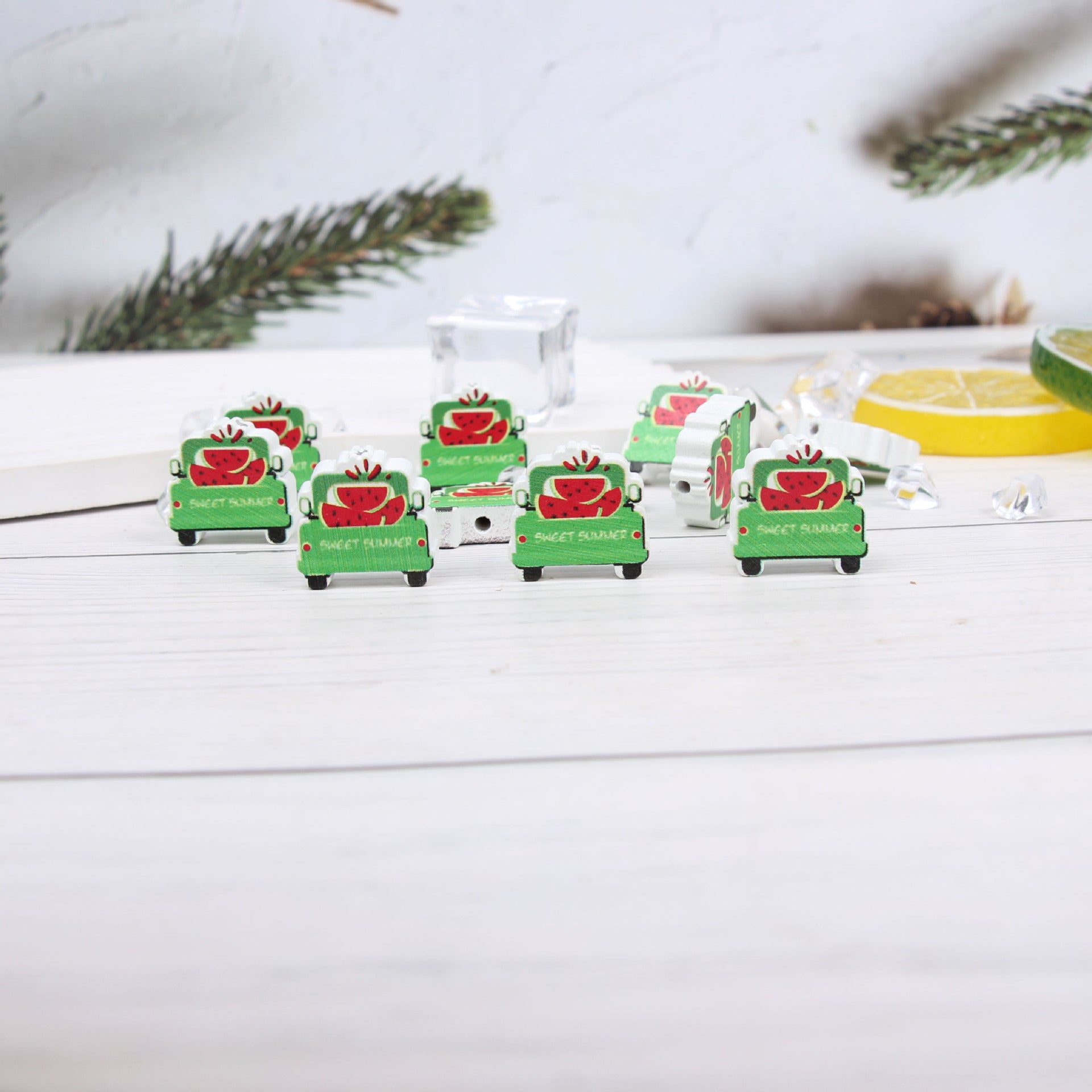 Wholesale 20pcs Summer Watermelon Dwarf Colorful Wooden Beads DIY Accessories