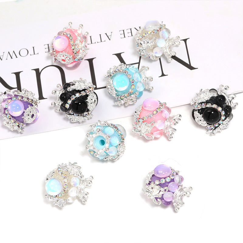 Wholesale 20pcs Heavy Industry Crown Butterfly Rhinestone Chain Diamond Ball Beads