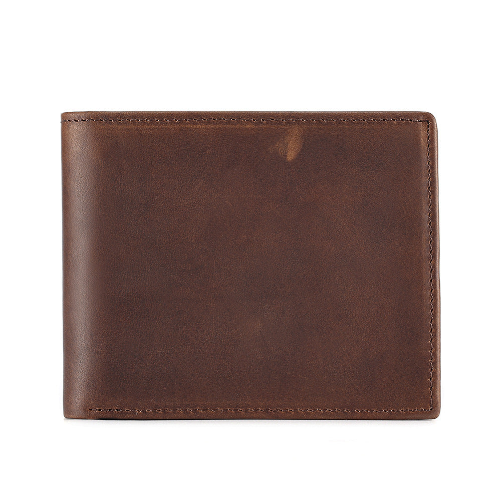Wholesale New Men's Genuine Leather  Retro Short Bits Business Simple All-match Wallet
