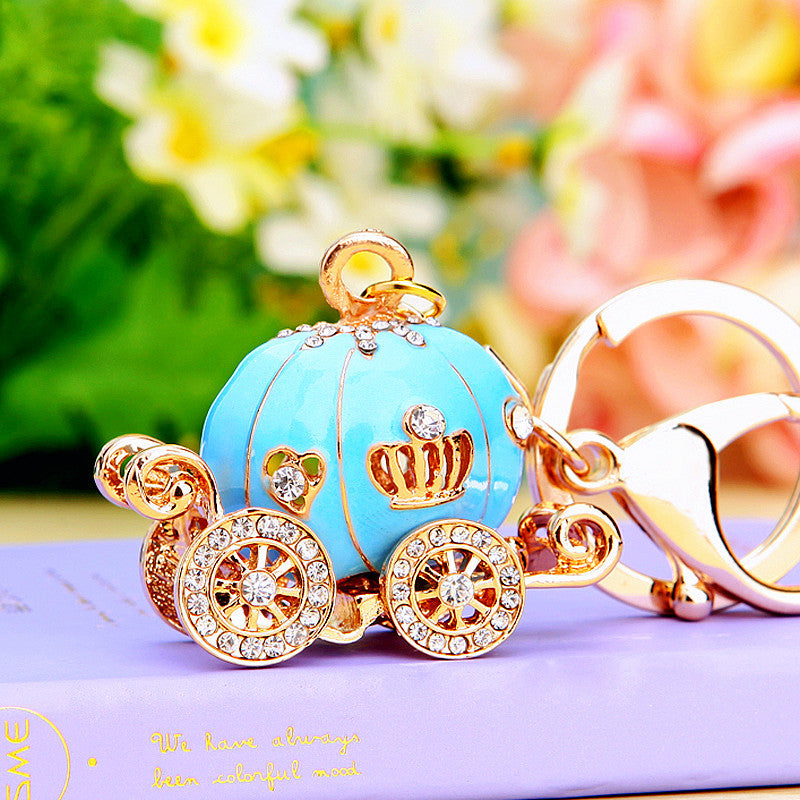 Wholesale Metal Keychain Rhinestone Princess Carriage Car Key Accessory Gift For Women