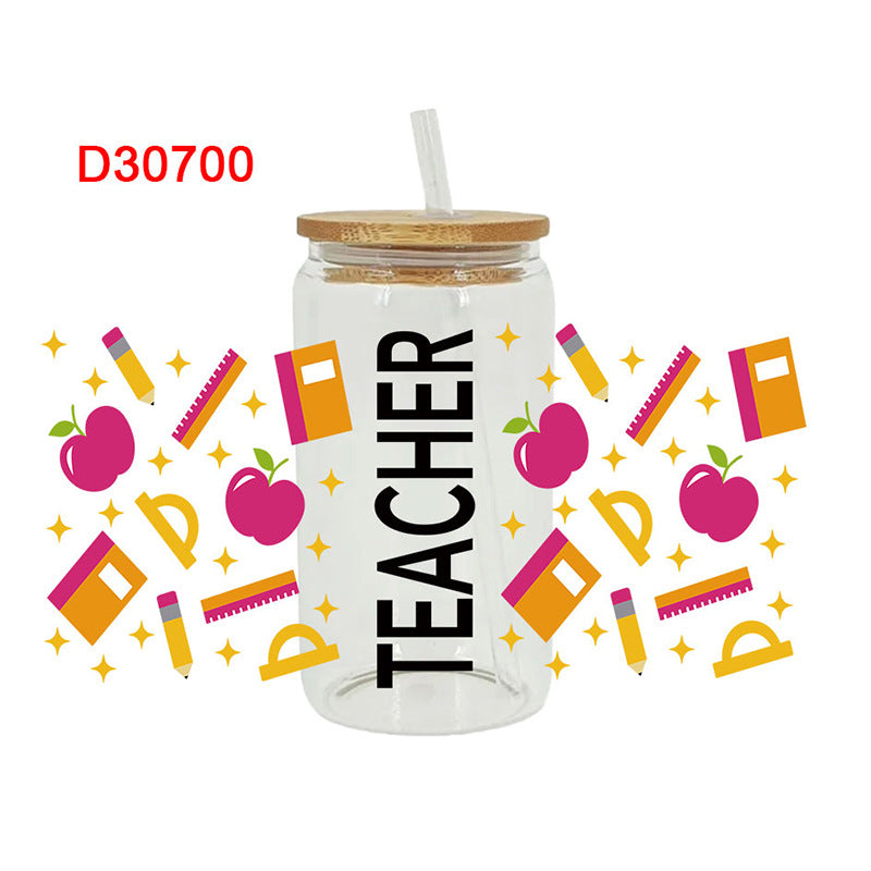Wholesale Pencil Rainbow Teacher's Day 16oz Cup UV DTF Wraps