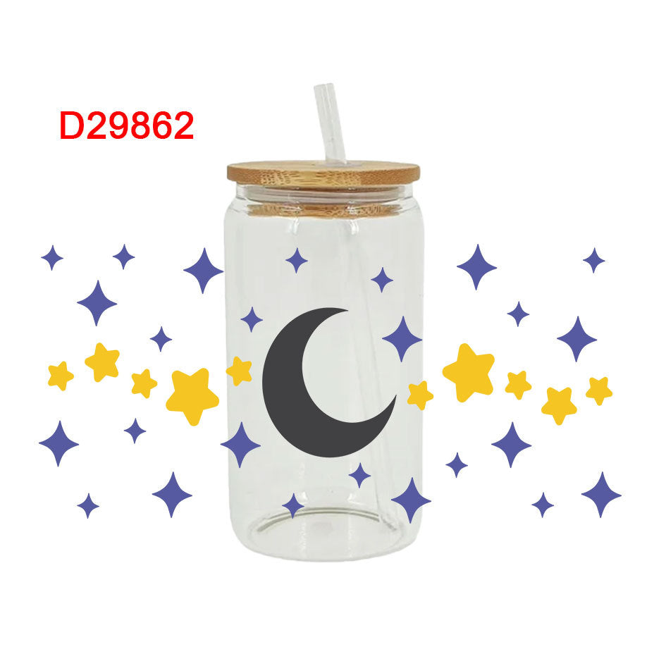 Wholesale Colorful clouds rainbow stars 16oz Cup UV DTF Wraps