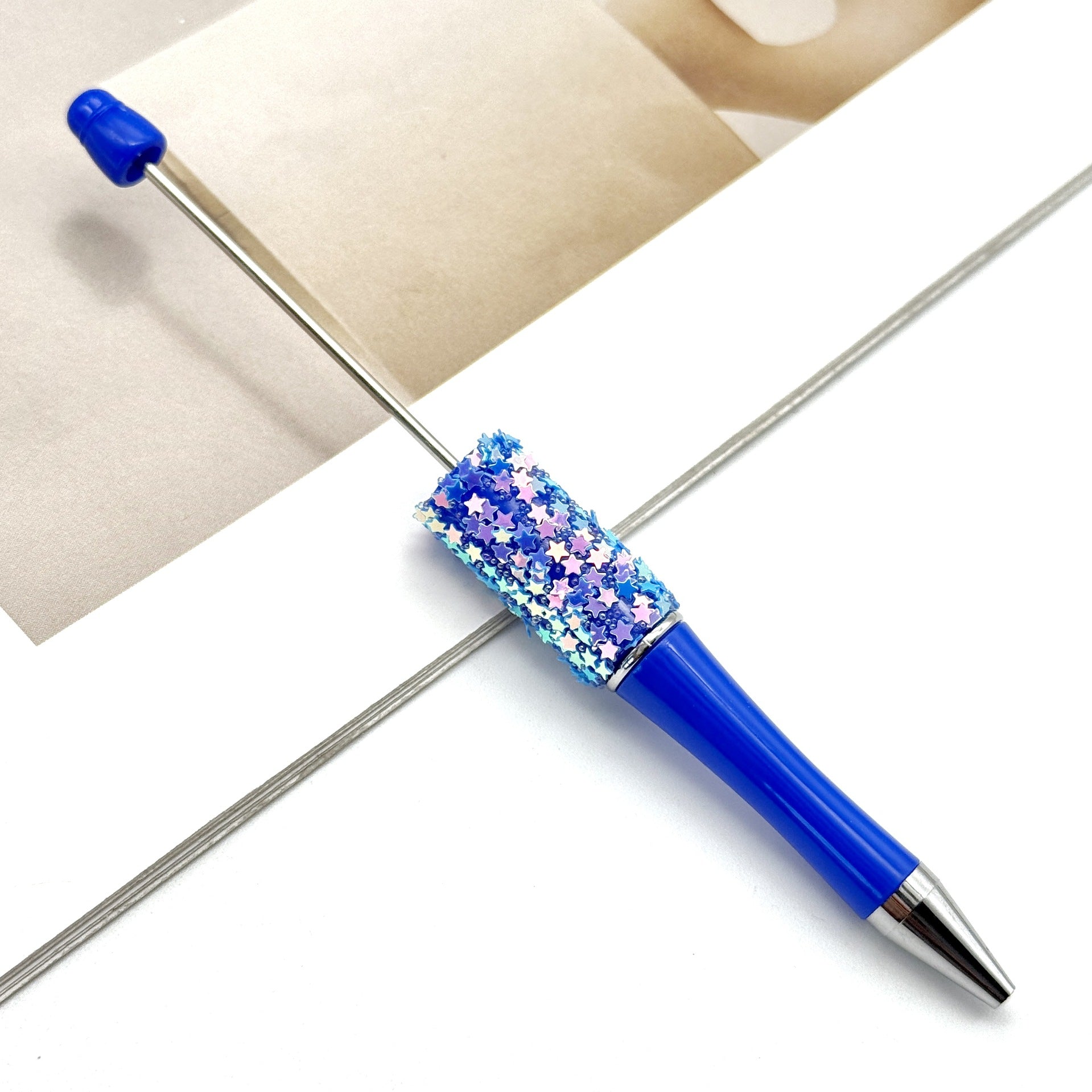 Wholesale DIY Small Star Beaded Pen Shining Sequins Star Ballpoint Pen Handmade Patch Cute Beaded Ballpoint Pen in stock