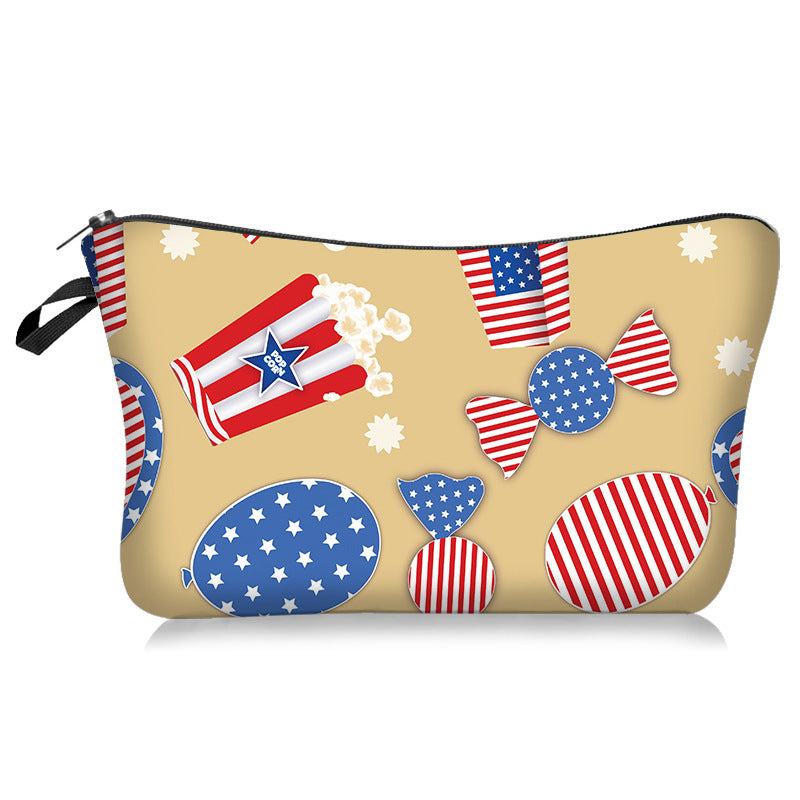 Bolsa cosmética del día de independencia de poliéster al por mayor