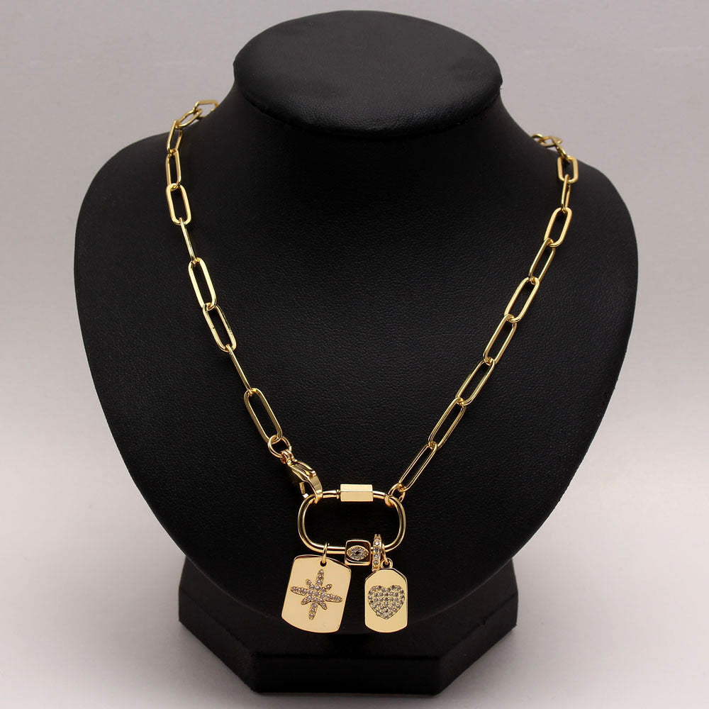 Wholesale Micropaved Zirconia Love Rectangular Necklace