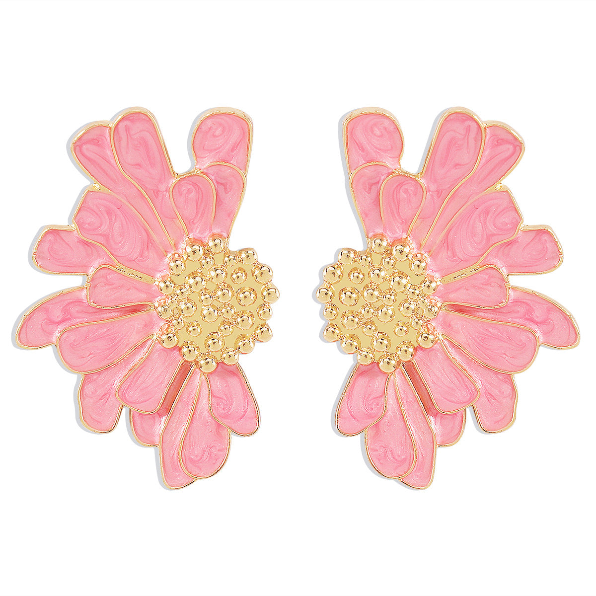 Wholesale Vintage Texture Gold Floral Earrings