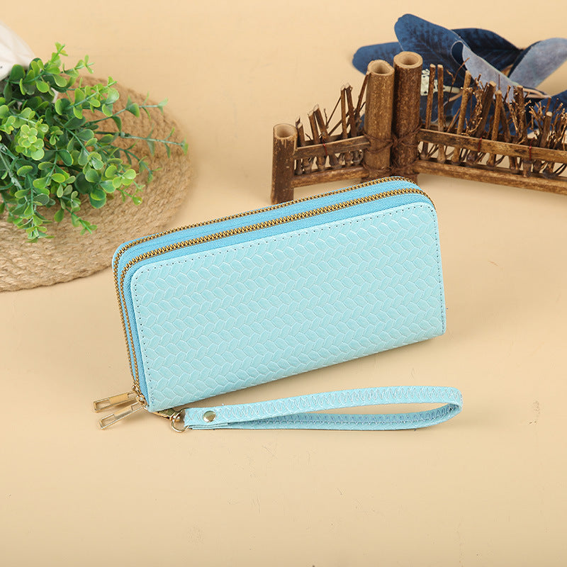 Wholesale Simple Woven Zipper Long Wallet for Women