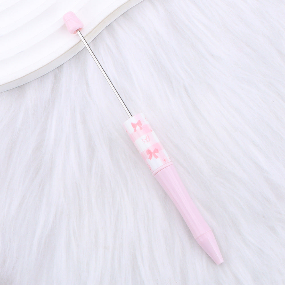 Wholesale New DIY pink bow print beaded pen girly pink