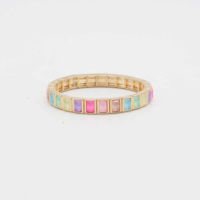 Wholesale Geometric Mocha Crystal Enamel Cuff Bracelet Stackable Bangle Chic Unisex Jewelry Accessory Gift Boutique Resale