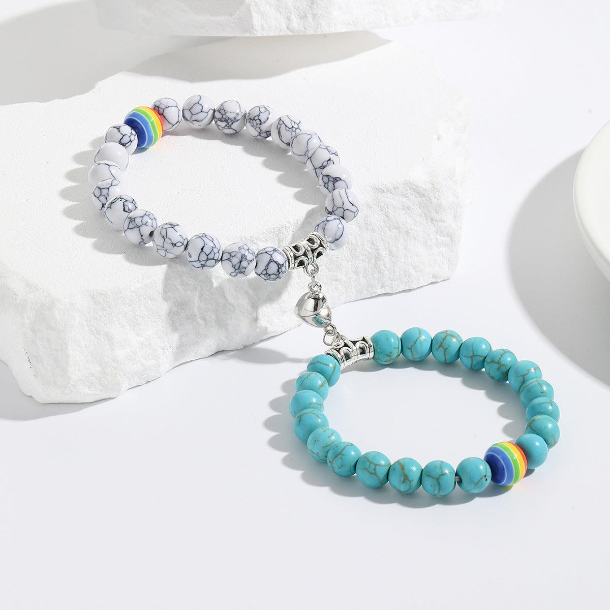 Wholesale Friendship Rainbow Heart Magnetic Bracelet