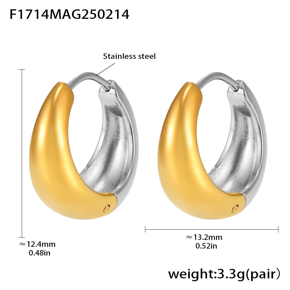 Wholesale Plain stainless steel high polished gold color matching earrings