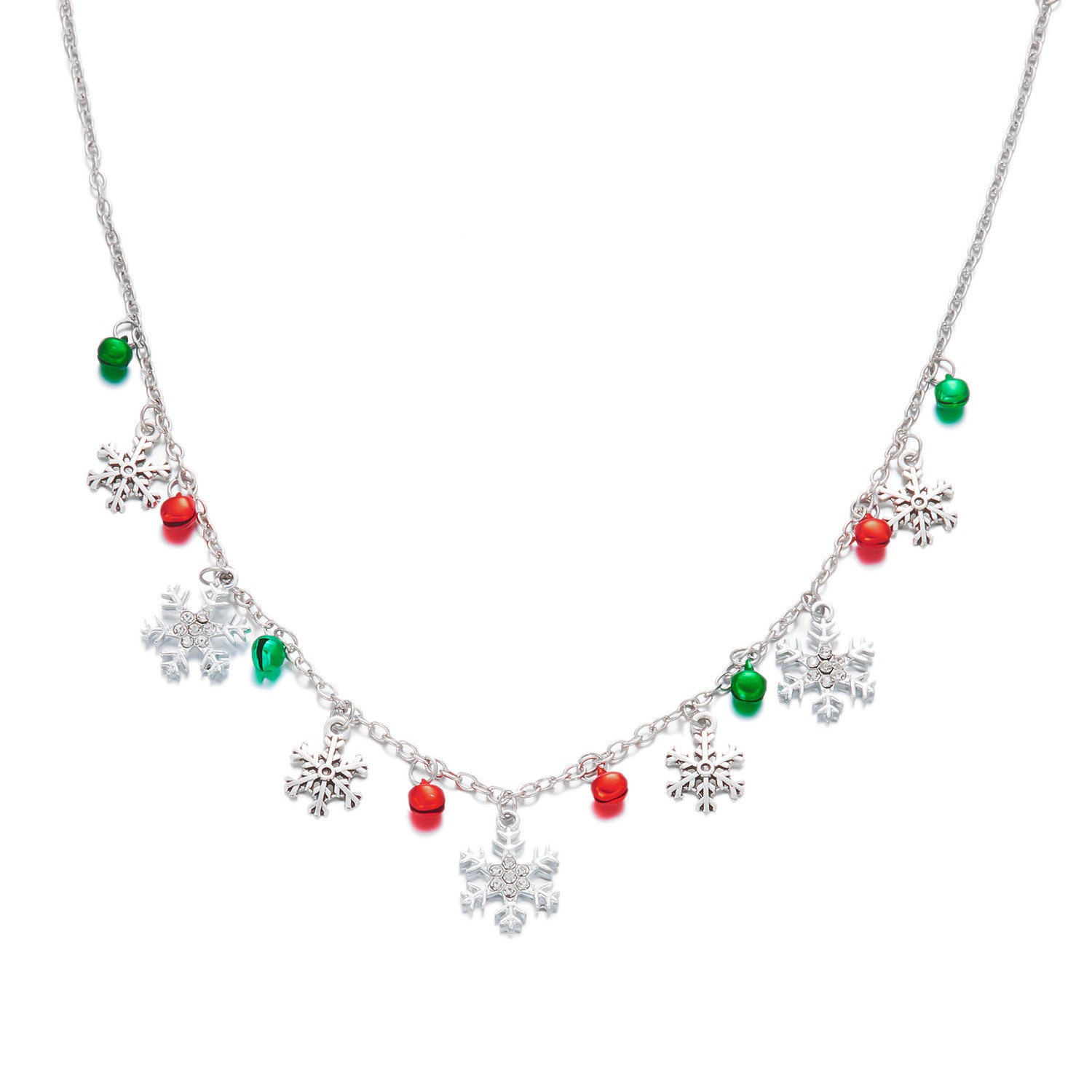 Wholesale Colorful bell and diamond snowflake Necklace Set