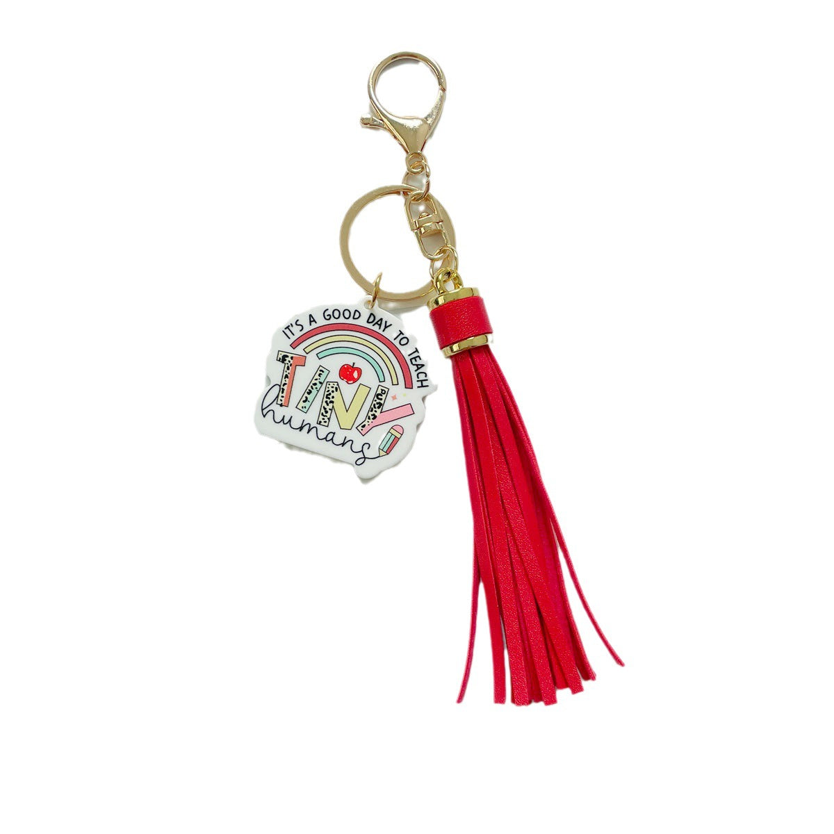 Wholesale Teacher Gifts Acrylic PU Tassel Bag Charm Keychain