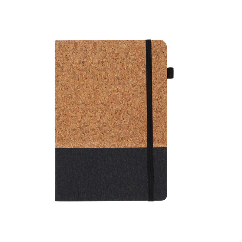 Wholesale Cross-Border A5 Environmentally Friendly Spliced Cork and Pu Notebook Set Business Office Notepad with Customized Logo