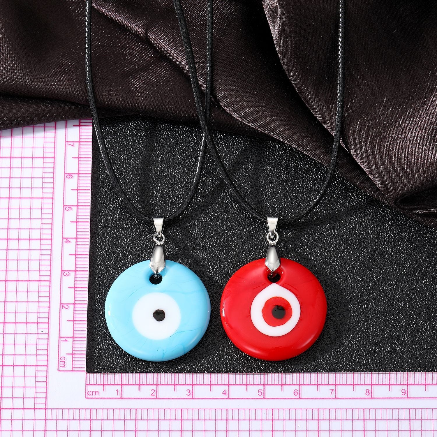 Wholesale 5PCS Vintage Blue Glass Devil's Eye Necklace