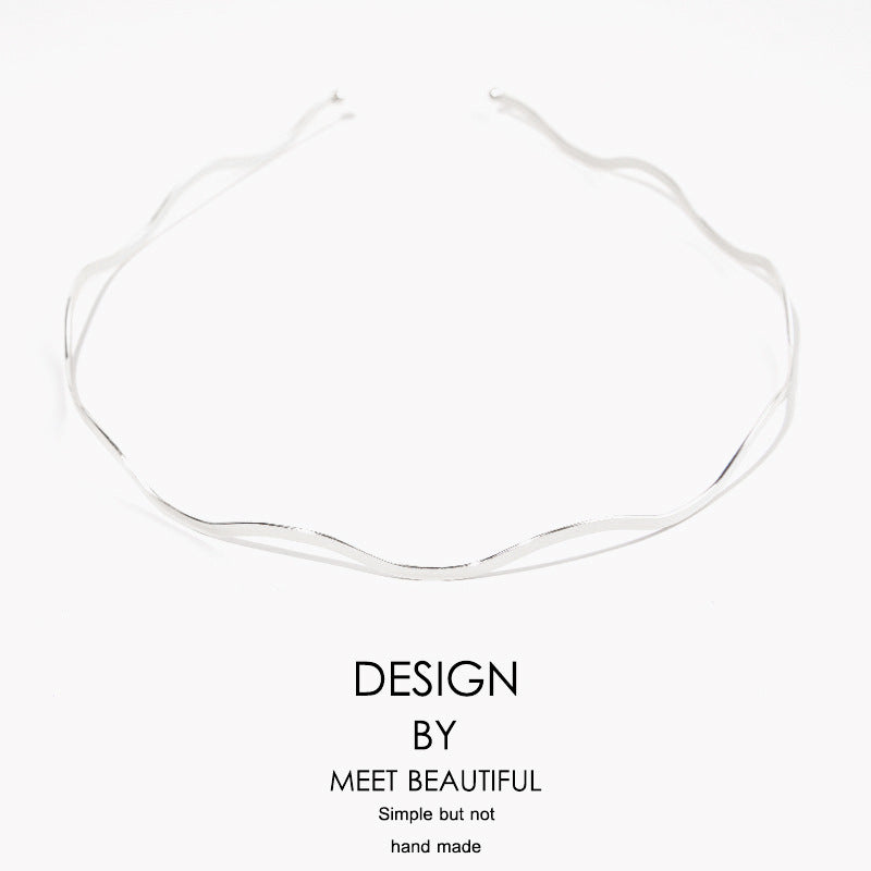 Wholesale Metal Wave Thin Hairband Gold Thin Style