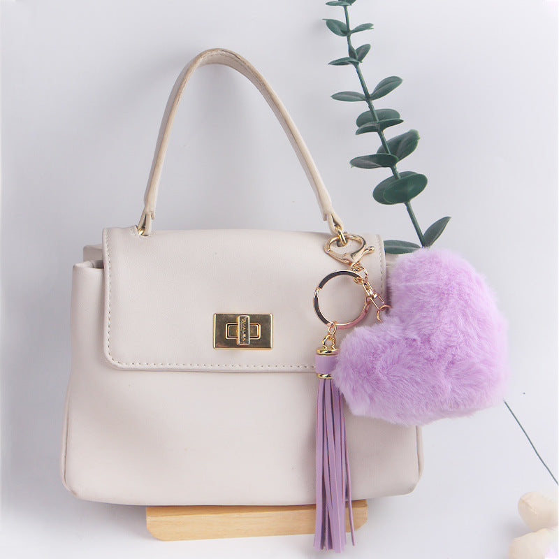 Wholesale Heart Shaped Fur Ball Tassel Keychain