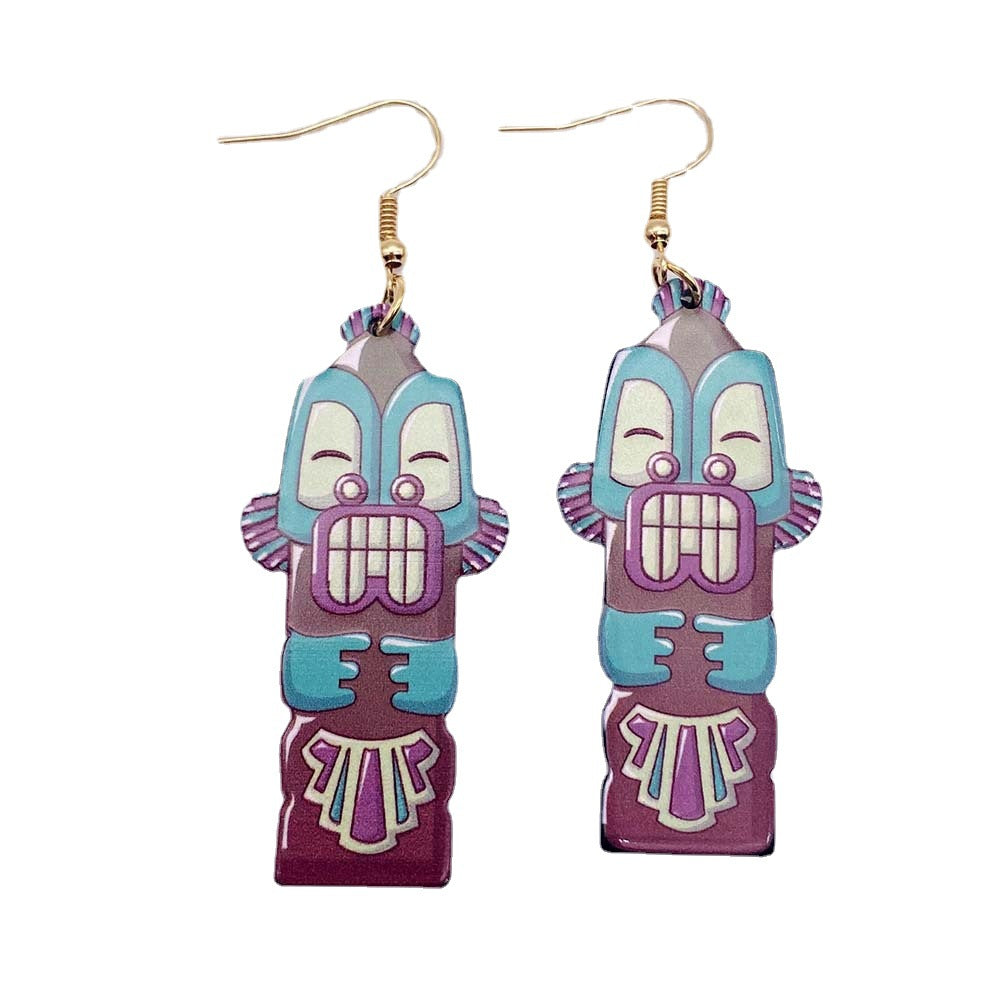 Pendientes acrílicos con estampado de cara pintada al por mayor