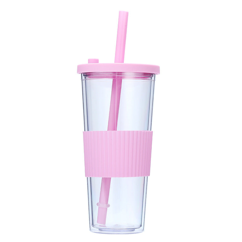 Wholesale Portable Double-layer Large-hole Universal Bubble Tea Lid Plastic Cup