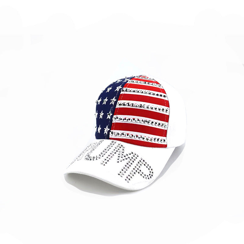 Wholesale New Baseball Cap Flag Denim Diamond-encrusted Election Event Cap Sunshade Sunscreen Cap Tide Cap
