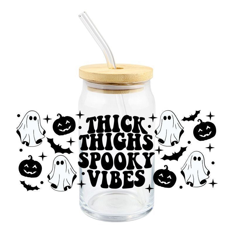 Wholesale 5pcs Pumpkin Cute Ghost Halloween 16oz Cup UV DTF Wraps