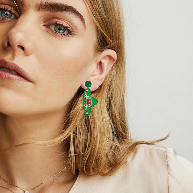 Wholesale Carnival Guitar Hat Wine Bottle Violin Cactus Earrings