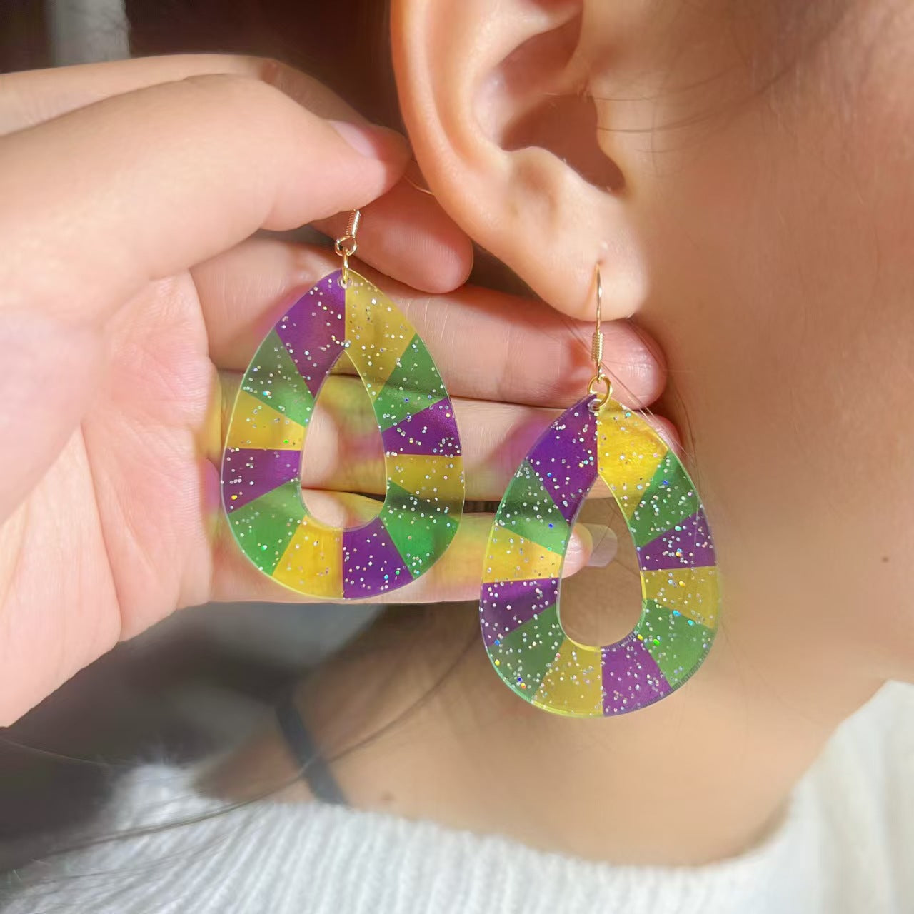 Wholesale Carnival Personality Earrings Wholesale Diamond Water Drop Hat Various Geometric Earrings