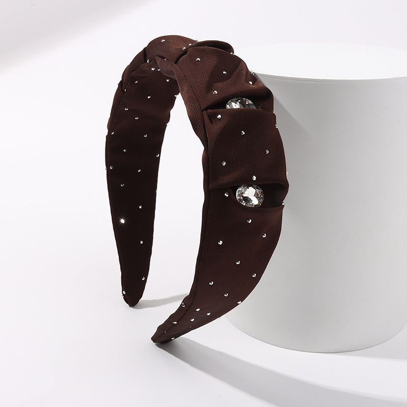 Wholesale Star Pleated Rhinestone Wide Edge Fabric Headband